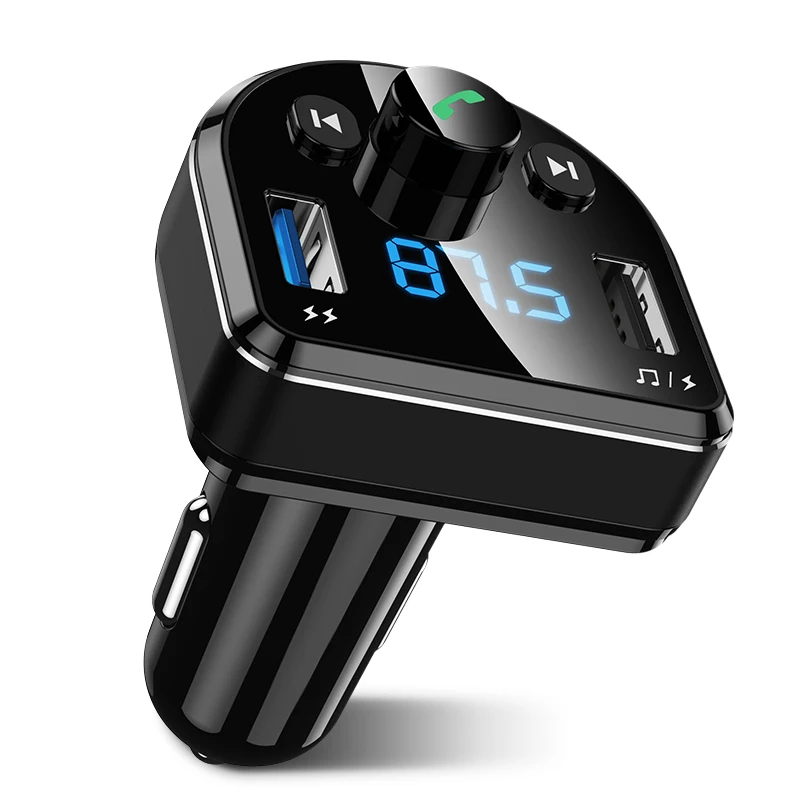 Автомобильное зарядное устройство Rednut, fm-передатчик, Bluetooth, Handsfree, автомобильный комплект, 3.1A, светодиодный, цифровой, двойной, USB, зарядное устройство, MP3-плеер для iPhone, Xiaomi - Тип штекера: Black