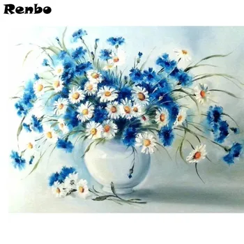 

square drill white daisy modern home decoration diy diamond painting flowers needlework 3d full diamond embroidery painting art