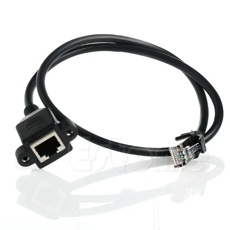 Новинка 0,6 м Ethernet Интернет сеть LAN RJ45 мужчин и женщин удлинитель кабель черный