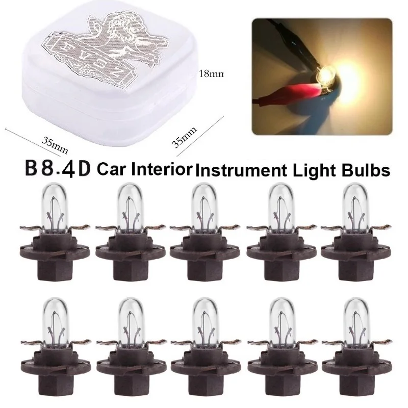 10Pcs T5 BX8.4D 14V 1.5W 3000K Car Instrument Bulb Used For Interior Dashboard Clock Air Conditioning BMW e40 Switch Button