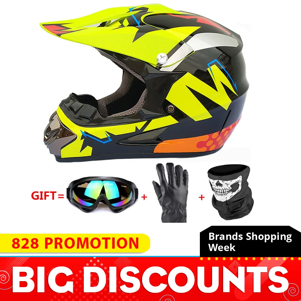 

Motorcycle Helmet Full Face Casco Moto Off Road Helmet ATV Dirt Bike Downhill MTB DH Capacete Moto Glasses Motocross Helmet