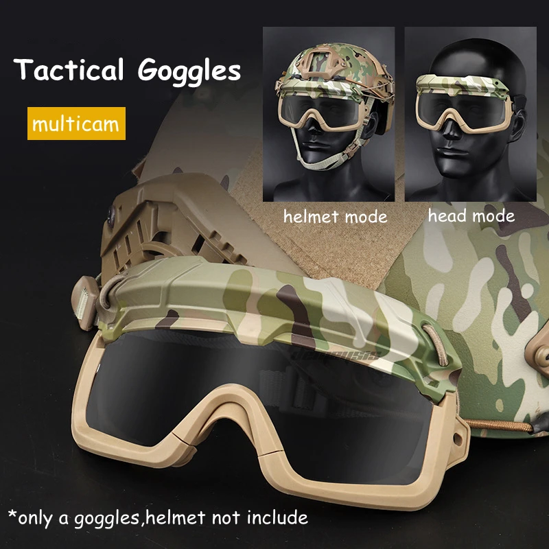Наружные походные очки мужские охотничьи очки для стрельбы противотуманные тактические очки военные страйкбол Пейнтбол спортивные очки - Цвет: multicam