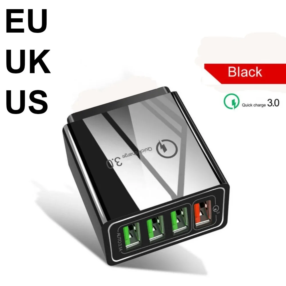 4 порта USB зарядное устройство Быстрая зарядка мобильного телефона быстрая настенная зарядка EU US QC 3,0 штепсельный адаптер для iPhone huawei samsung Xiaomi