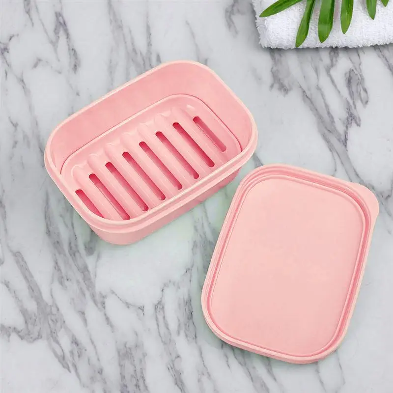 2pcs Portable Soap Box Soap Storage Case Soap Container Bathroom Soap Holder for Home Travel Blue and Pink