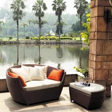 2 шт./компл. патио мебель для установки на газоне и на открытом воздухе на заднем дворе у бассейна садовая плетеная мебель из ротанга круглый кушетка для сидения, отделяет мягкие сиденья