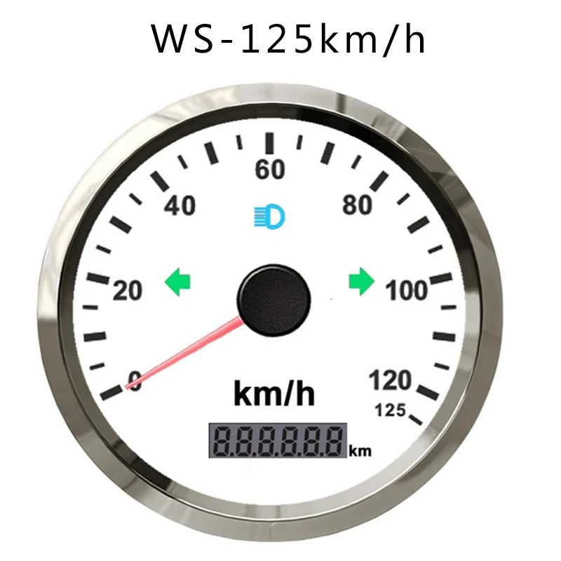 NEU 85mm Auto Boot GPS Tachometer 0-125km/h Kilometerzähler Blinker Rot/Gelb LED 