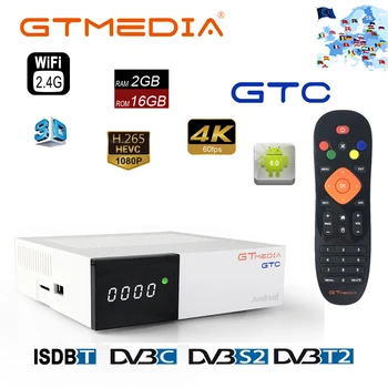 

GT MEDIA GTC decoder DVB-S2 DVB-C DVB-T2 Amlogic S905D android 6.0 TV BOX 2GB 16GB Satellite TV Receiver set tv box