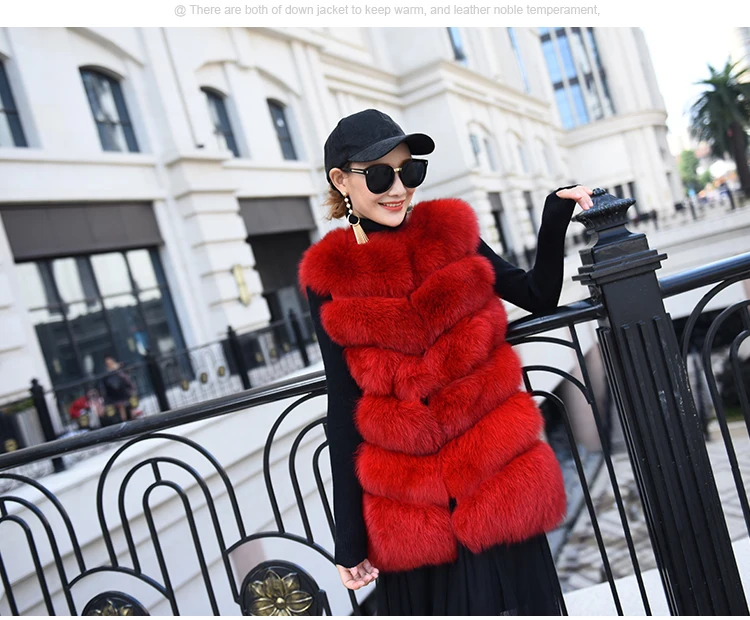new real natural whole fur six-section fox vest ladies winter long warm fashion vest