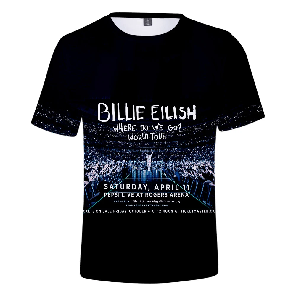 Новая модная 3D футболка Billie Eilish, женские и мужские топы с коротким рукавом,, 3D футболка Billie Eilish, повседневные Черные футболки для девочек