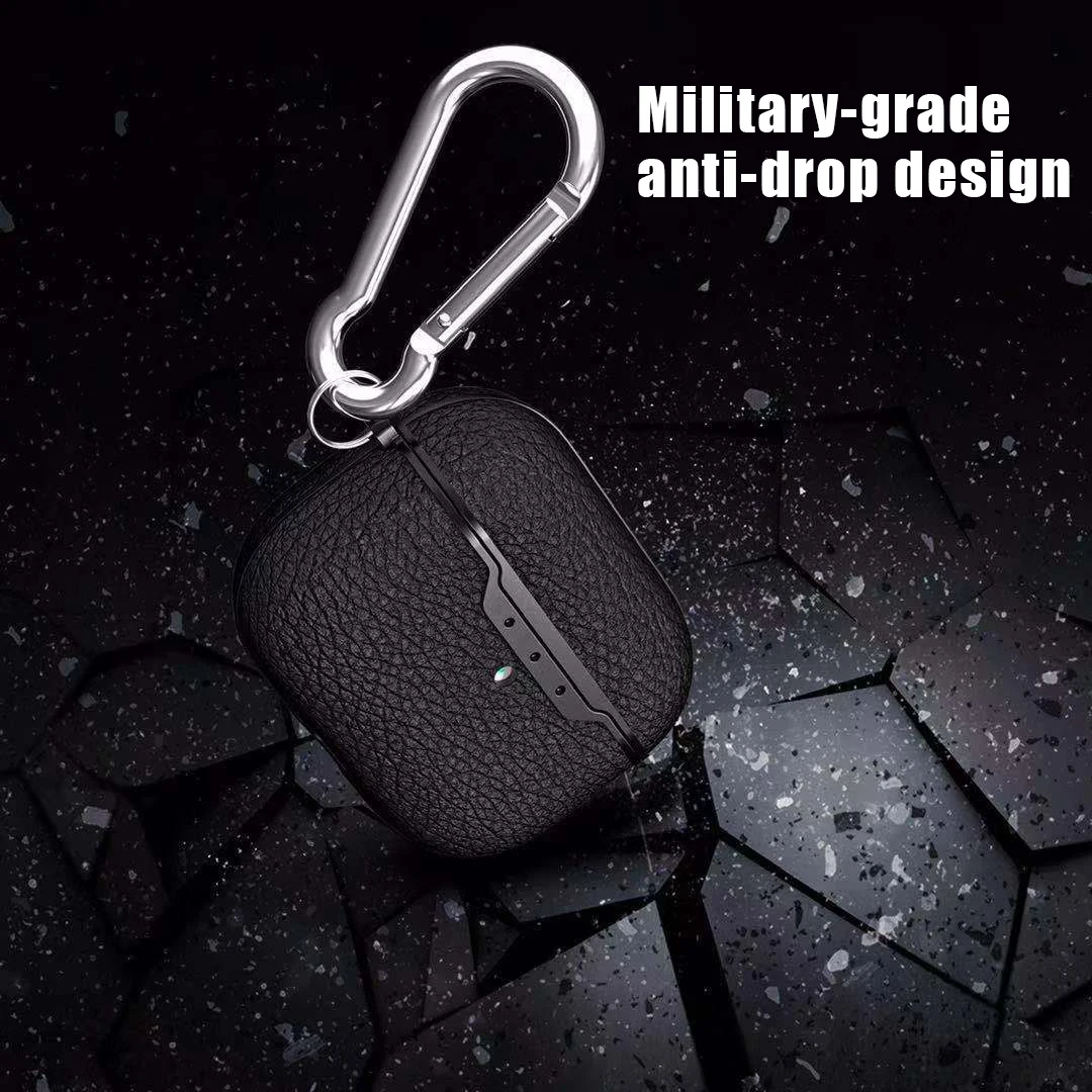 Кожаный чехол Litchi для AirPods Pro, водонепроницаемые противоударные наушники, защитный чехол для AirPods 3 чехол s с брелком