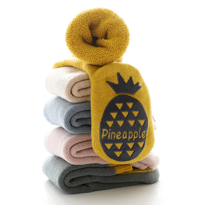 

Thicken Autumn Winter Cotton Baby Boys Girls Socks Rubber Slip-resistant Floor Socks Infant Kids Fruit Socks Warm Home Shoes