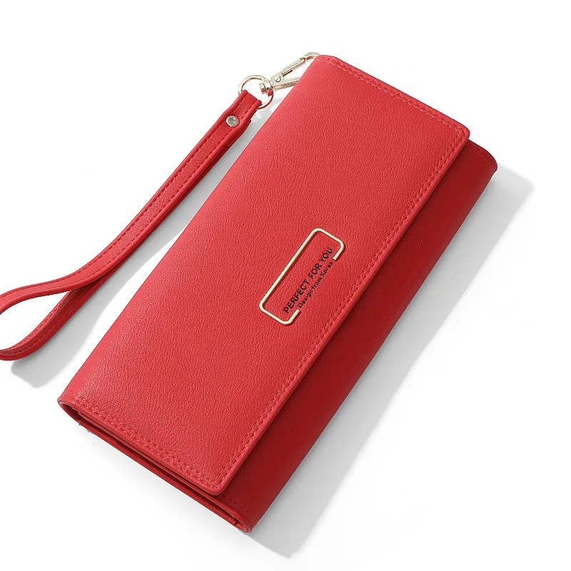 YIZHONG кожаный браслет Роскошный кошелек простые женские кошельки клатч держатель для карт кошелек Дамский карман для телефона кошельки Длинные Carteras - Цвет: red