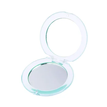 

Round Creative Portable Small Makeup Mirror Vanity Mirror Espejos Sweet Simple Acrylic Folding Double Sided Mirror (Acid Blue)