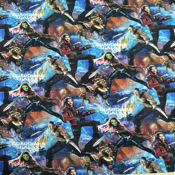 

105cm Width Marvel Guardians Galaxy Print Cotton Fabric for Boy Clothes Curtain Hometextile Cushion Cover DIY-BK714