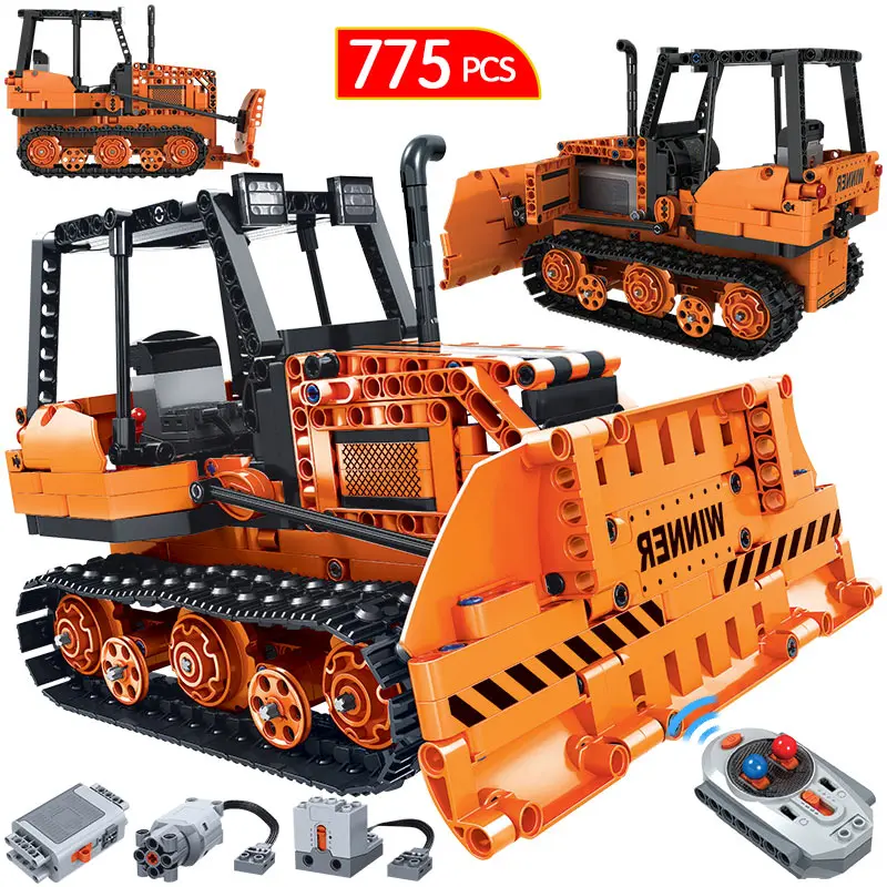 

775pcs City Electric Car RC Bulldozer Building Blocks Legoingly Technic Remote Control Engineering Truck Bricks Toy For Children