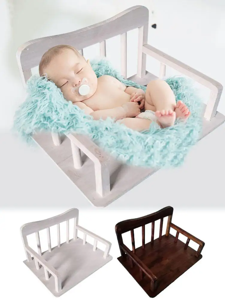 

Baby Photography Bed Wooden Newborn Props Photography Cot Bed Posing Cot 2 Colors Baby Photo Studio Props Photo Home Accessories