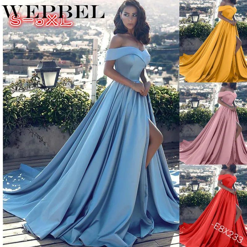 Женское вечернее Макси-платье WEPBEL Элегантное Длинное платье с открытыми плечами