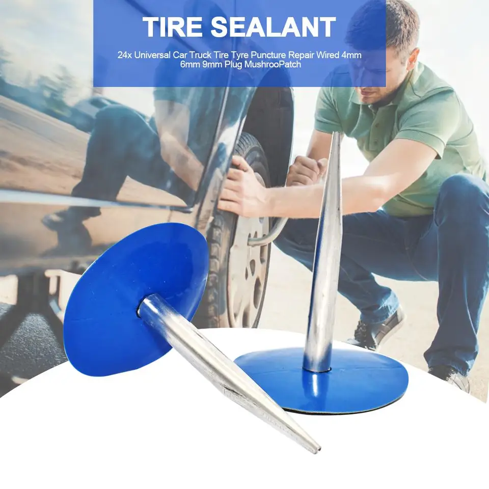 Kit Riparazione Pneumatici 24 Pezzi - Funghetti In Gomma 5mm Per Auto, Moto, Camion, Con Strumenti - Foto 3