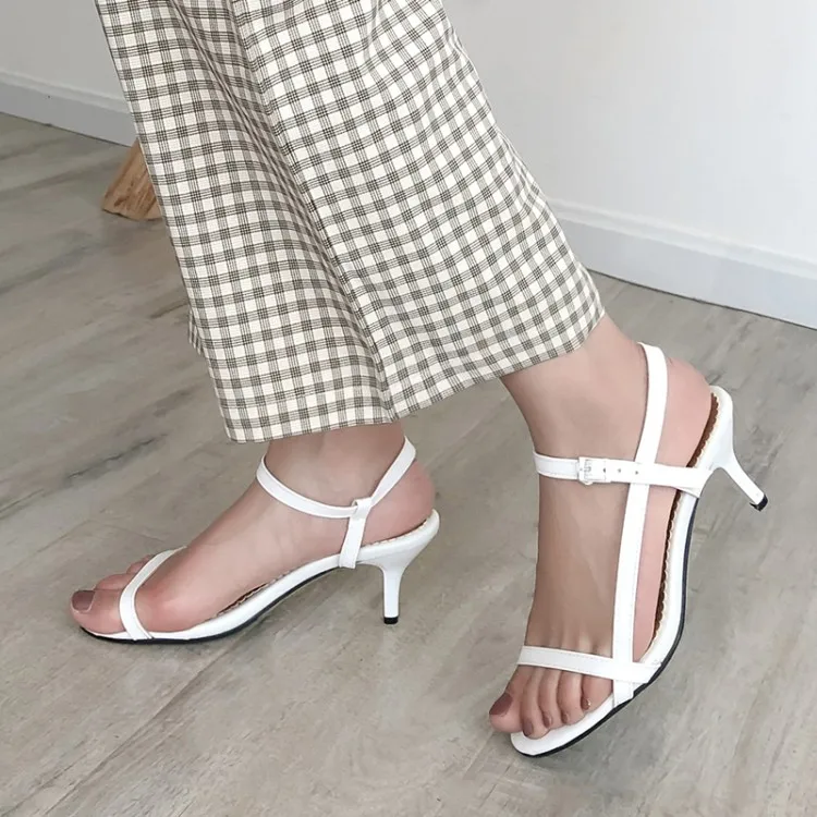 

Big Size 11 12 13 14 15 high heels sandals women shoes woman summer ladies One-word buckle with thin heel and shallow mouth