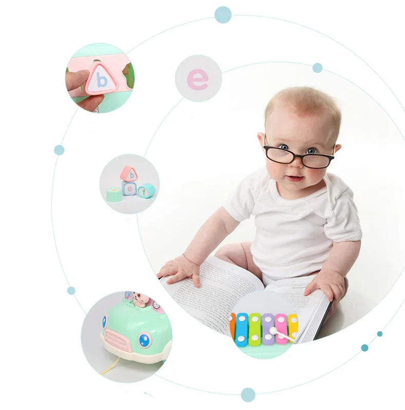 Baby Early Educational Musical Instrument Toys Infant puzzle beat Musical Drum Piano Knocking Instruments Bus Toy for kids
