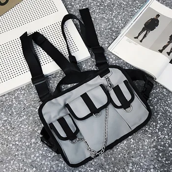 

Women Men Chest Pack Practical Tactical Durable Streetwear Adjustable Shoulder Harness Vest Multicolored Oxford Cloth Hip Hop