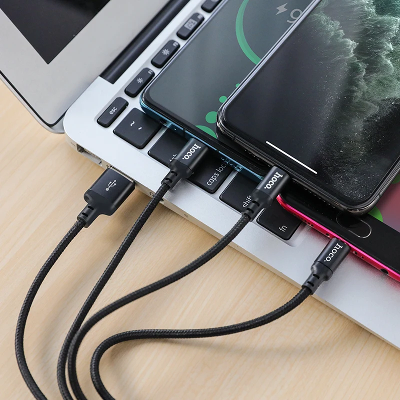 HOCO 3 в 1 USB кабель зарядного устройства для iPhone 11 Pro X XS Max XR 7 8 Android Micro USB кабель type C для samsung S9 Xiaomi Быстрая зарядка