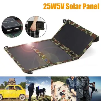 

Foldable 25W USB Solar Panel Portable Folding Waterproof Solar Panel Charger Mobile Power Battery Charger For Camping Traveling