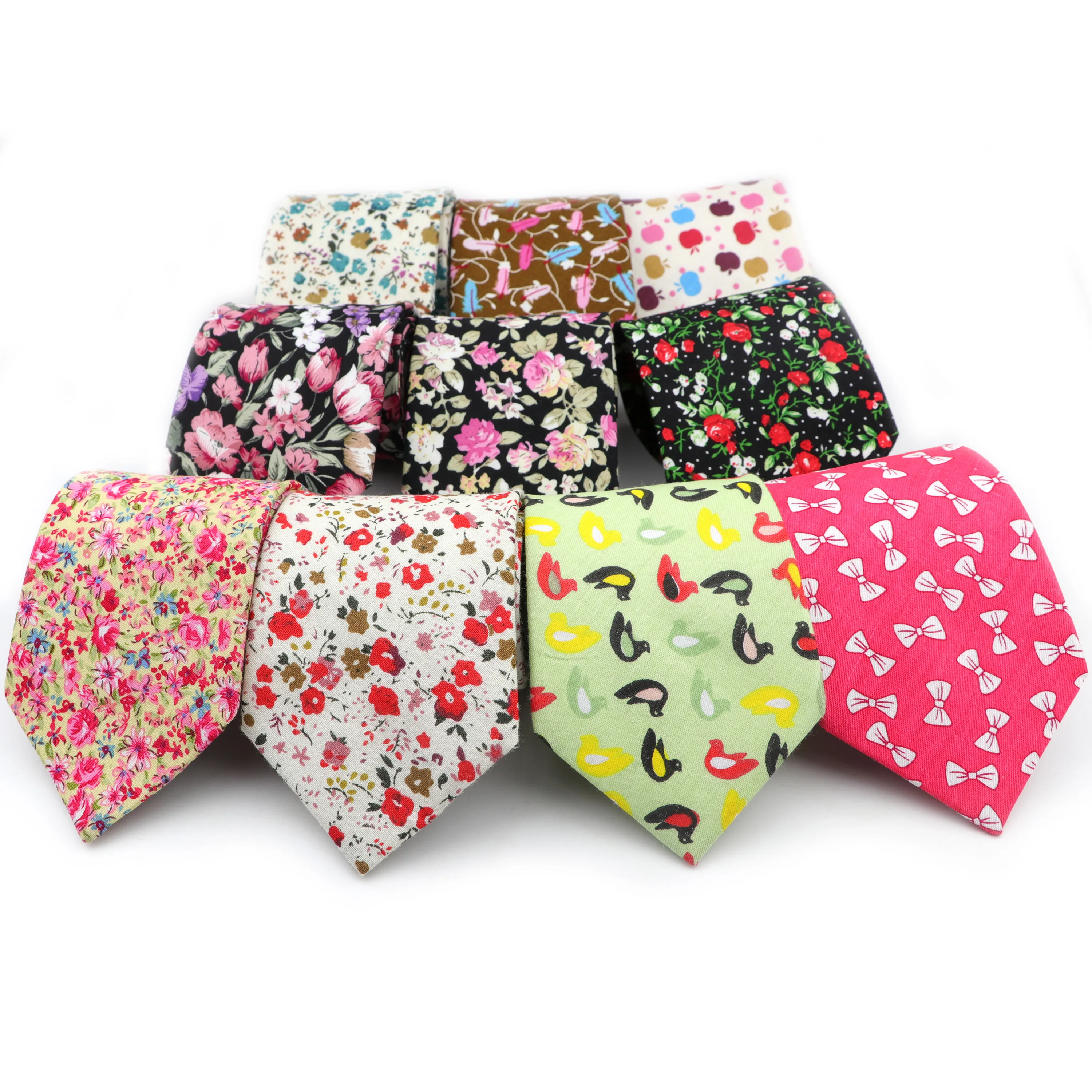 Модный винтажный мужской галстук с цветочным принтом, хлопок, Классический мужской галстук с принтом, деловой Повседневный галстук, дизайнерский галстук-бабочка, подарок