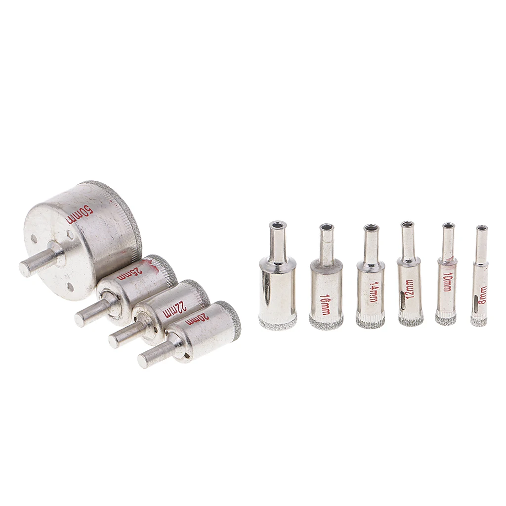 10x DIAMOND HOLE-SAW Tile Ceramic Porcelain Glass Drill Bit Cutter 8mm-50mm