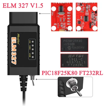 

ELM327 V1.5 USB HS CAN/MS CAN PIC18F25K80 elm327 v1.5 FTDI/CH340 Switch OBD2 Scanner ELM 327 For Forscan car Diagnostics Tool