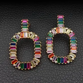 

Fashion Big CZ Crystal gold color plated stud Earrings For Women Statement Accessories