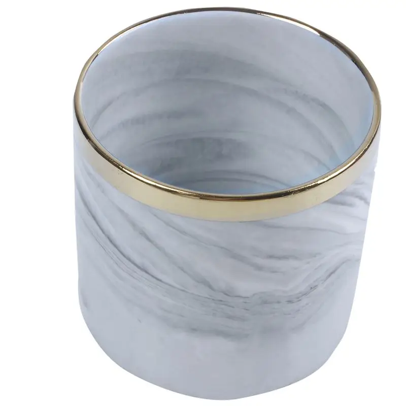 Nordic Marble Pattern Vase Ceramic Iron Art Vase Rose Gold Silver Tabletop Green Plant Flower Pot Home Office Vases Decorative