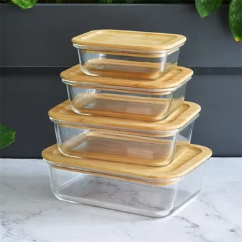 

QueenTime High Borosilicate Glass Lunch Box Leakproof Glass Lunch Box Set Microwave Heating Bento Box Set Food Storage Box