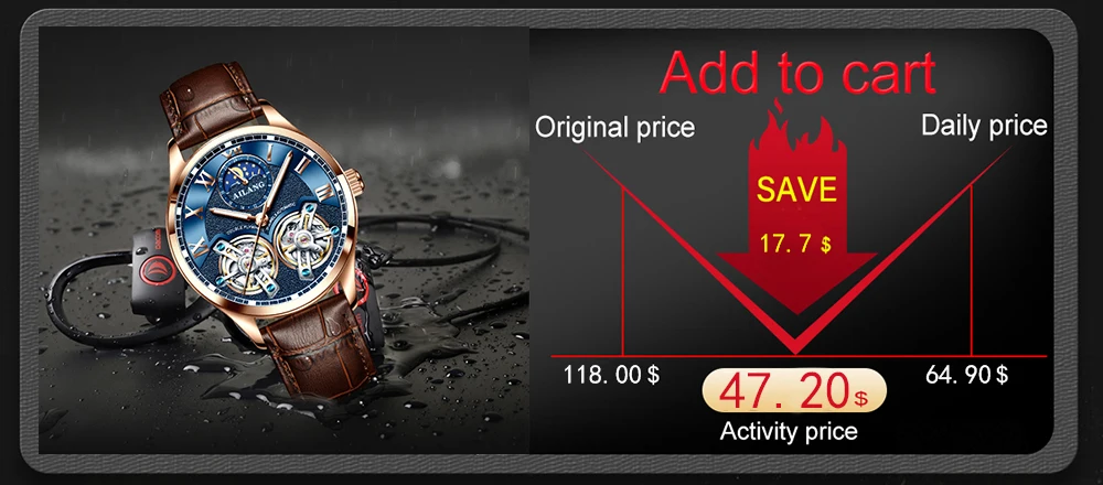 luxury mechanical watch cheap AILANG original brand men's watch luxury mechanical watch double tourbillon steel strap fashion automatic watch elegant mechanical watch