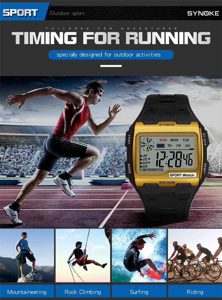 Men's Digital Watch Men Sports Wristwatch LED Dual Time Pedometer Alarm Clock 50M Waterproof Military Watches Relogios Masculino