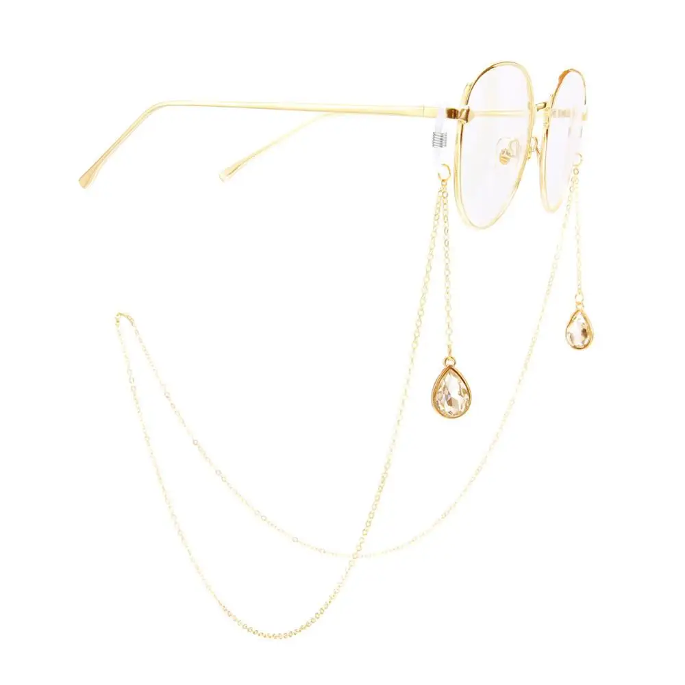 style-1-gold Модные женские хрустальные подвески Цепочки для очков цепочка для очков для чтения шнур держатель шейный ремешок очки на веревке - Цвет: style-1-gold