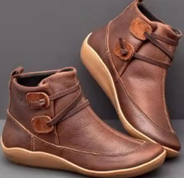 slip on brown Г.; женские ботильоны из мягкой кожи; женские удобные ботинки без застежки; сезон осень-зима; женская обувь на плоской подошве; большой размер 43 - Цвет: slip on brown