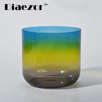 

Diaezor 6 Inch A Indigo Rainbow Colored Clear Crystal Singing Bowl For Meditation, Sound healing