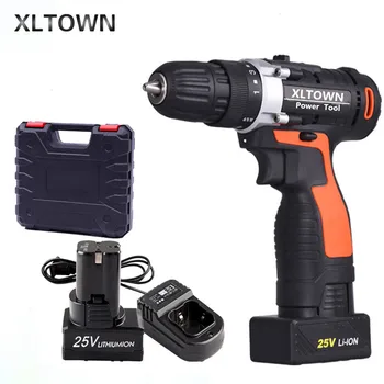 

XLTOWN Multi-function electric screwdriver with impact drill function Rechargeable lithium battery household godless hand drill