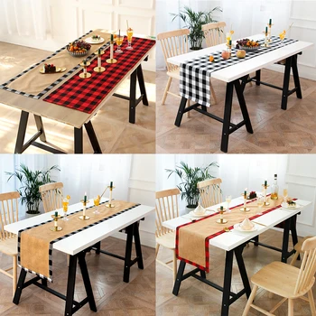 

European Home Party Lattice Table Cloth Rectangular Christmas Table Runner Place Mat Napkins Textiles Decoration Table Cover