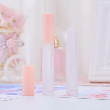 

50pcs Pink frosted lid round lipgloss tubes matte clear empty lipstick tubes wholesale lip glaze tubes makeup packaging material