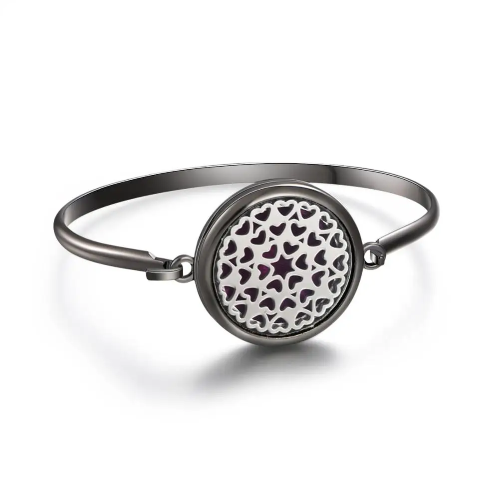 Black Aromatherapy Bracelet Essential Oil Diffuser Locket Perfume Bracelet Tree of Life 316L Stainless Steel Diffuser Bracelet - Metal Color: B223-23