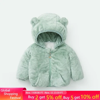 

Boys Jacket Autumn Winter Thickening Toddler Baby Outerwear Cartoon Rabbit Ears Boys Coat Warm High Quality Baby Jackets 12m-5t