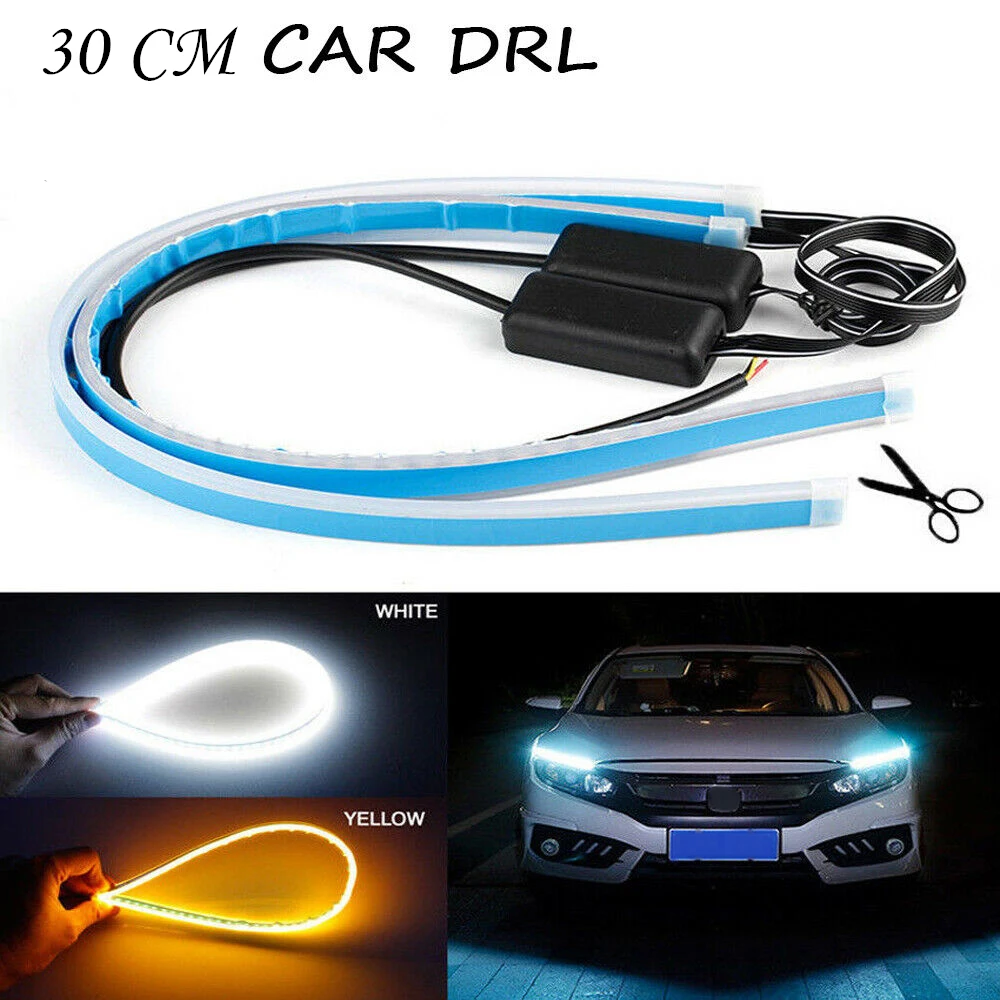 

2x 60cm Slim Amber flowing Turn Lights Car Strip Light For Universal Car Headlight Flexible LED DRL Lamp Multi-color Option