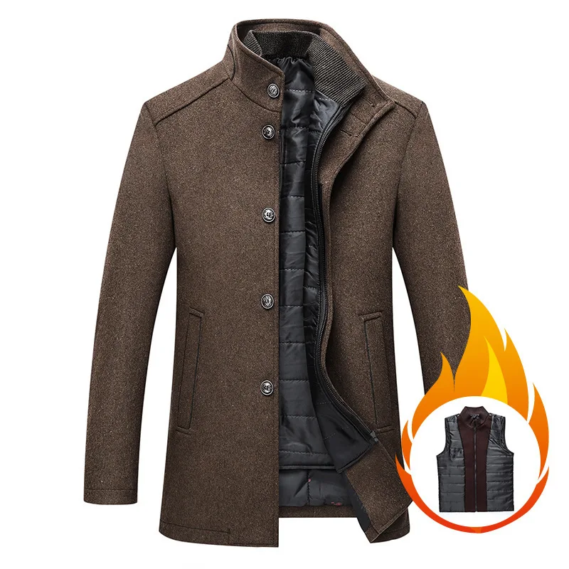 

2019 Man Woolen Overcoat Men's Loose Coat Stand Overcoat