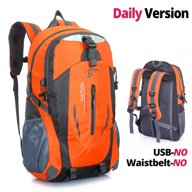 Quality Nylon Waterproof Travel Backpacks Men Climbing Travel Bags Hiking Backpack Outdoor Sport School Bag Men Backpack Women Orange Daily Version