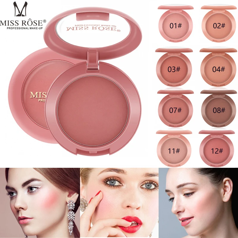 

Miss Rose 12Colors Blush Long Lasting Brighten Skin Colour Blusher Concealer Foundation Matte Blush Rouge Powder Cake TSLM2