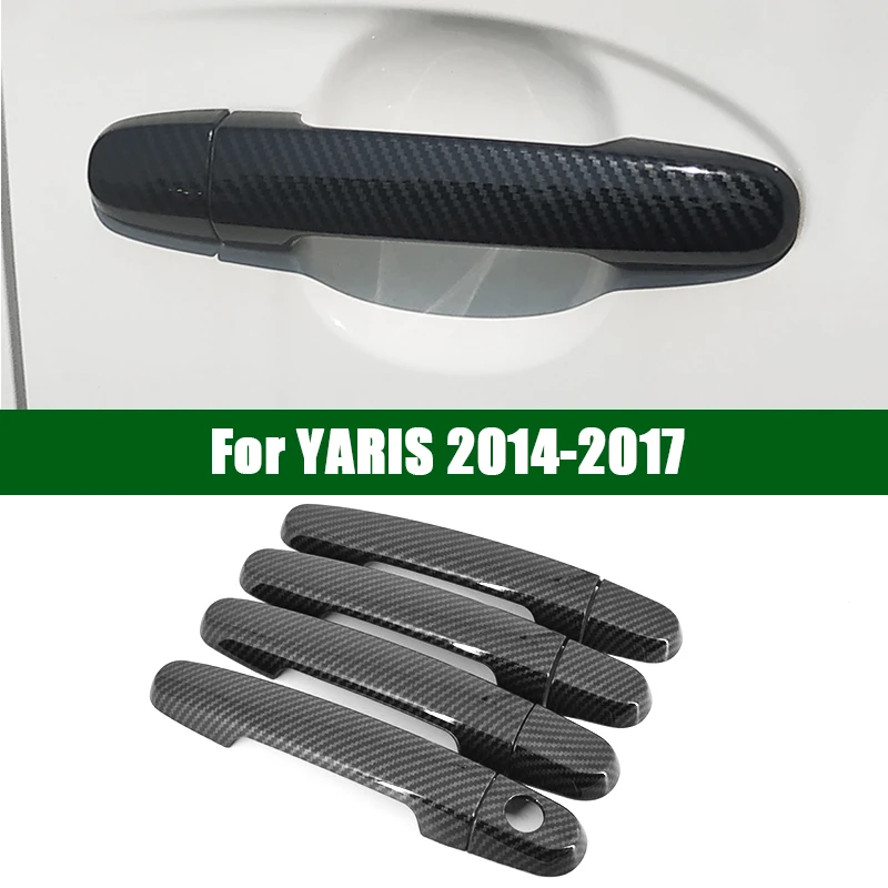

Для 2014-2017 TOYOTA YARIS углеродное волокно узор Автомобильная дверная ручка Накладка 2015 2016