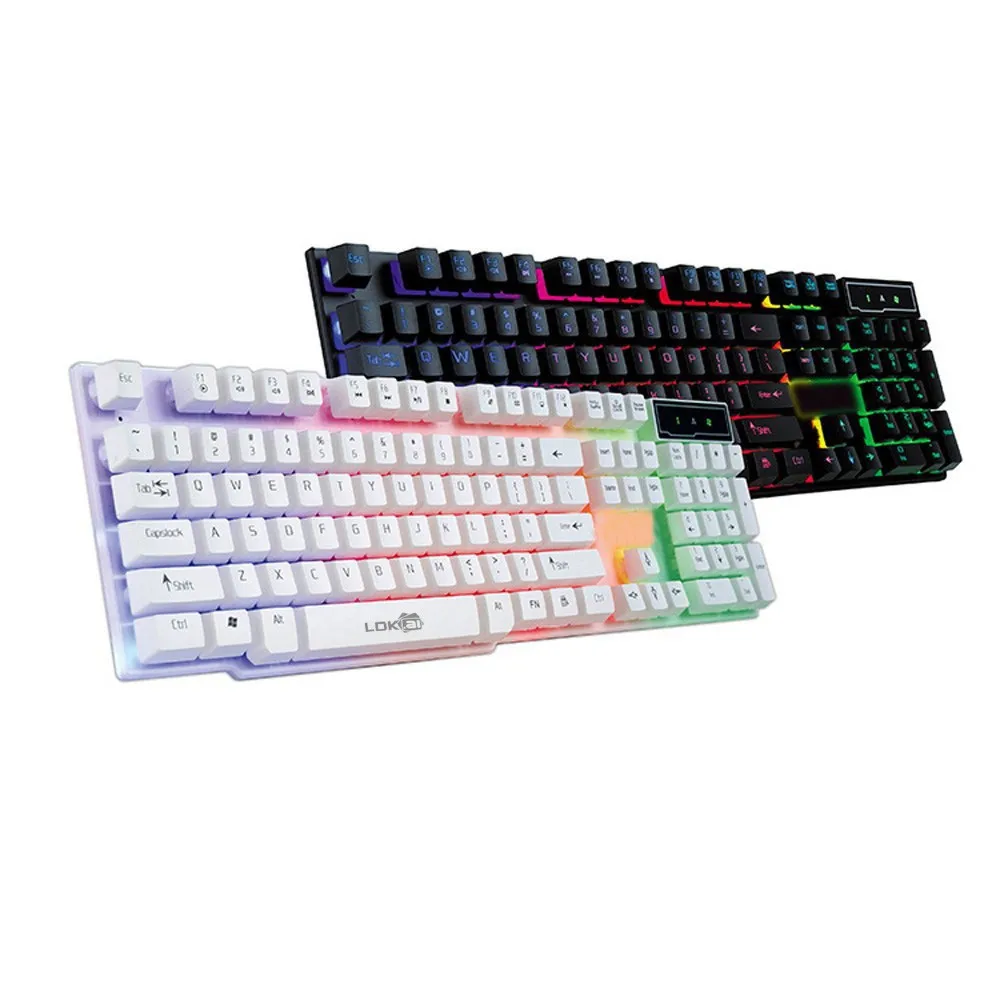Быстрая доставка 2021 проводной PC Радуга Gaming Keyboard красочные трещина светодиодный с