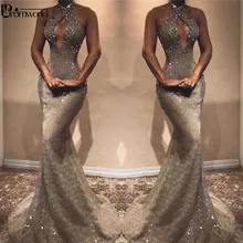 Сексуальные кружевные платья для выпускного вечера с бисером, очаровательное вечернее платье с кристаллами без рукавов, длинное вечернее платье, вечерние платья Robe De Soiree